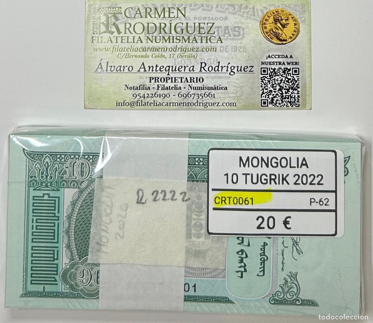 Notas Internacionais: CRT0061 TACO 100 BILLETES MONGOLIA 10 TUGRIK 2022 P-62