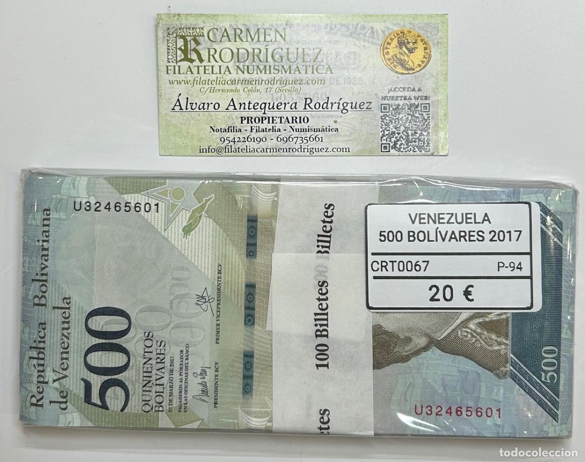 Notas Internacionais: CRT0067 TACO 100 BILLETES VENEZUELA 500 BOLIVARES 2017 P-94