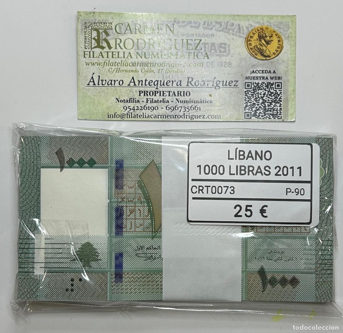 Notas Internacionais: CRT0073 TACO 100 BILLETES LIBANO 1000 LIBRAS 2011 P-90