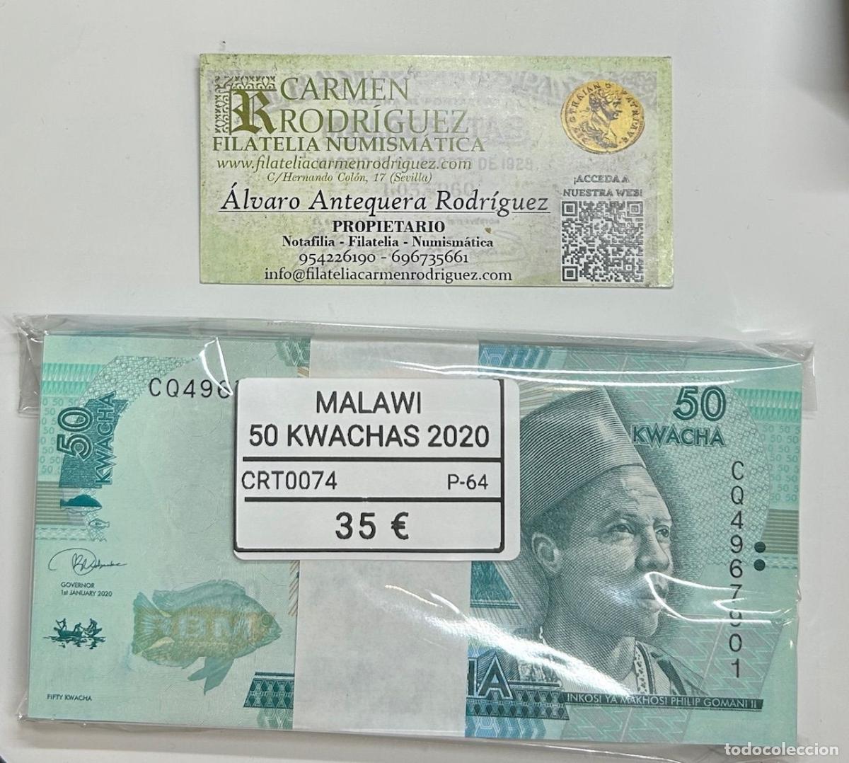 Notas Internacionais: CRT0074 TACO 100 BILLETES MALAWI 50 KWACHAS 2020 P-64