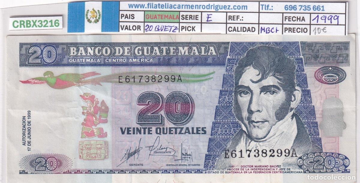Internationale Banknoten: CRBX3216 BILLETE GUATEMALA 20 QUETZALES 1999 MBC+