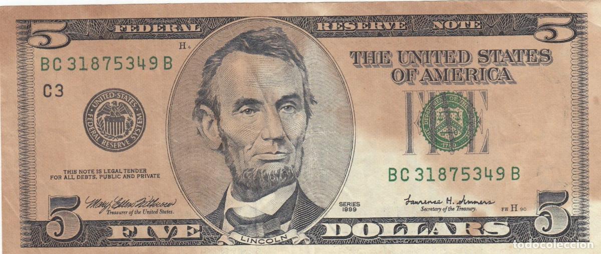 Banconote internazionali: CRBX0622 BILLETE EEUU 5 DOLARES 1999 BC