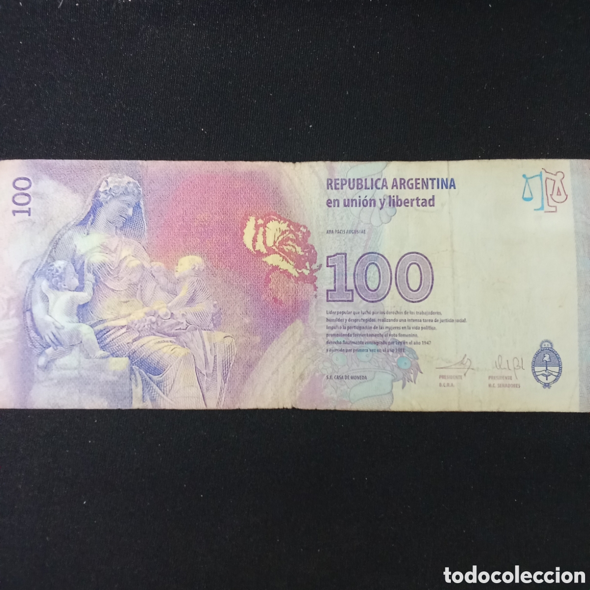 Billetes extranjeros: Billete de Argentina 100 pesos - Foto 2
