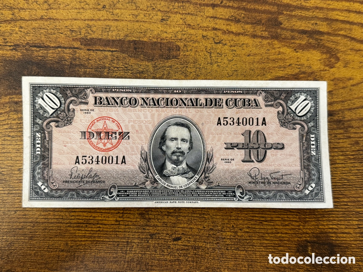 Billetes extranjeros: Billete de 10 pesos 1960 Cuba. Circulado