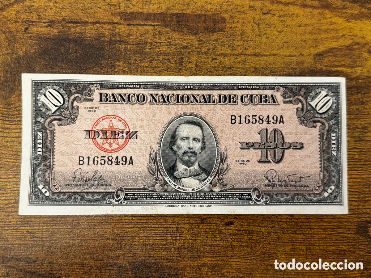 Billetes extranjeros: Billete de 10 pesos 1960 Cuba. Circulado