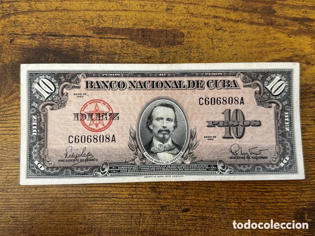 Billetes extranjeros: Billete de 10 pesos 1960 Cuba. Circulado