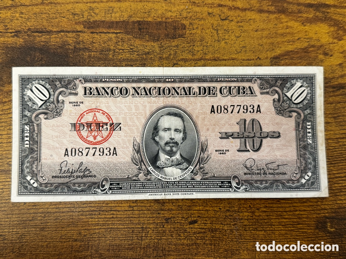 Billetes extranjeros: Billete de 10 pesos 1960 Cuba. Circulado