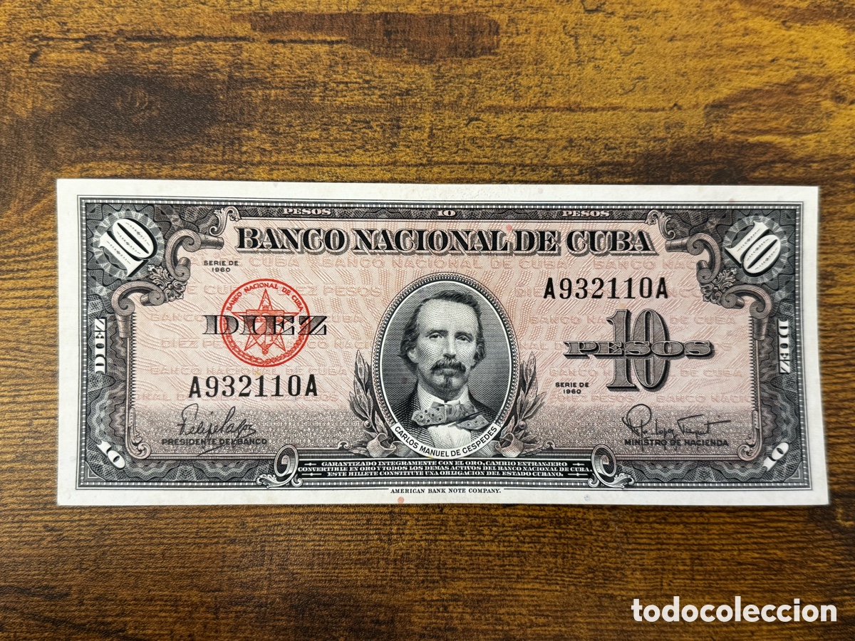 Billetes extranjeros: Billete de 10 pesos 1960 Cuba. Circulado en muy buena condicion