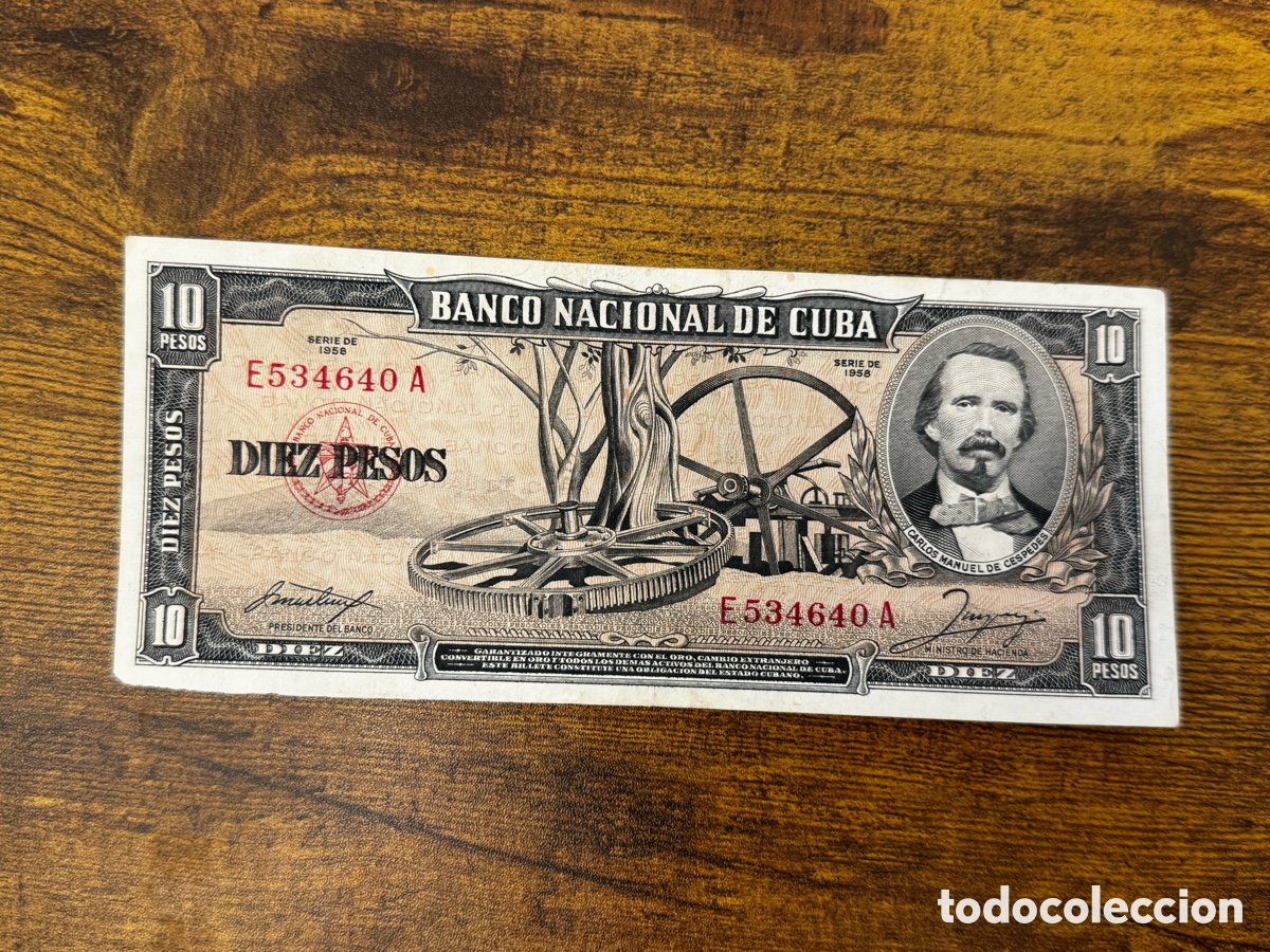Billetes extranjeros: Billete de 10 pesos 1958 Cuba. Circulado