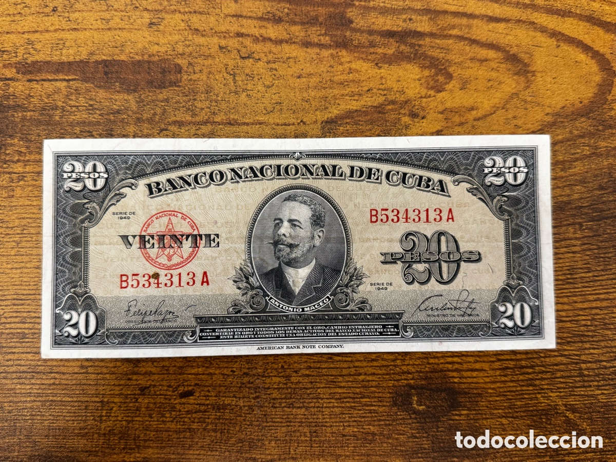 Billetes extranjeros: Billete de 20 pesos 1949 Cuba. Circulado