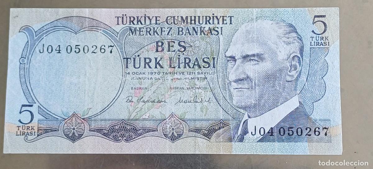 Billetes extranjeros: Turqu&iacute;a 5 liras billete