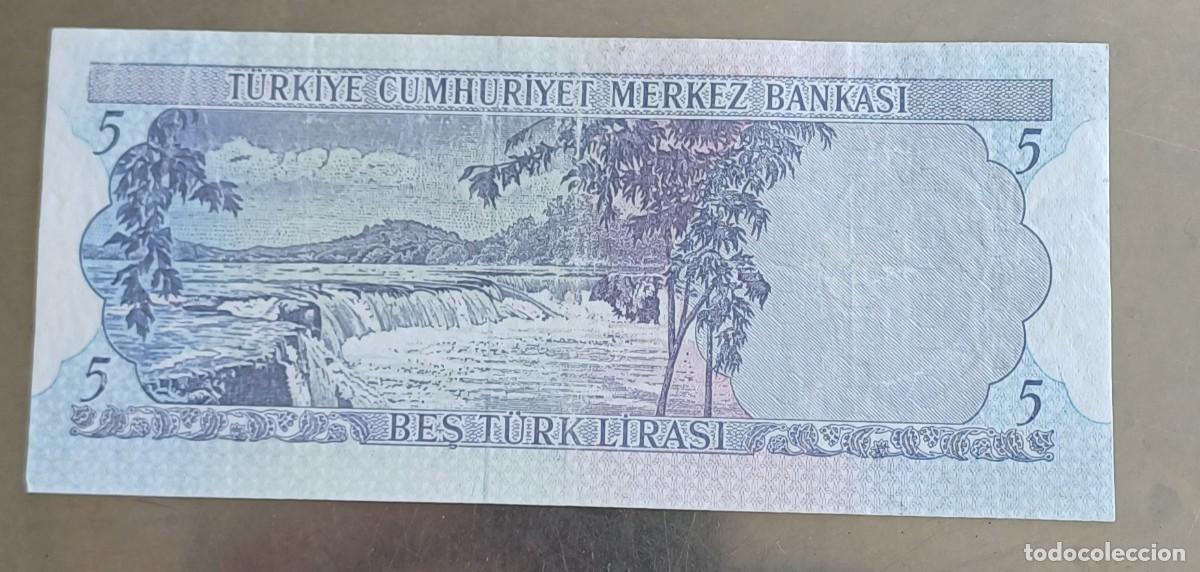 Billetes extranjeros: Turqu&iacute;a 5 liras billete - Foto 2