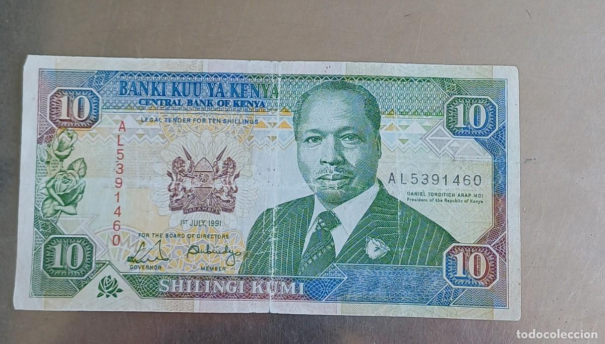 Billetes extranjeros: Kenya 10 chel&iacute;nes billete 1991
