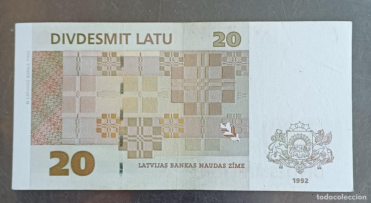 Billetes extranjeros: Letonia 20 latu 1992 - Foto 2