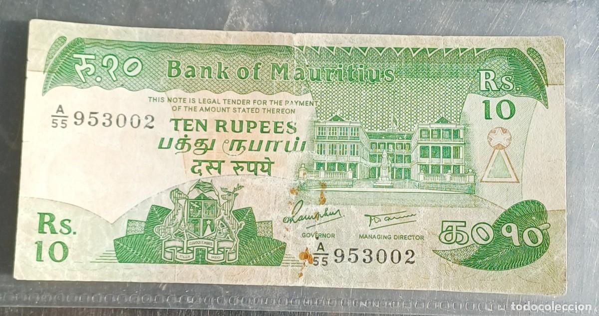 Banconote internazionali: Billete Mauricio 10 rupias