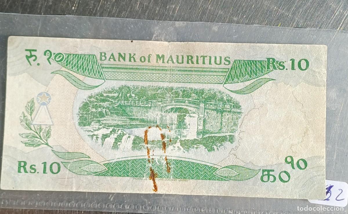 Billetes extranjeros: Billete Mauricio 10 rupias - Foto 2