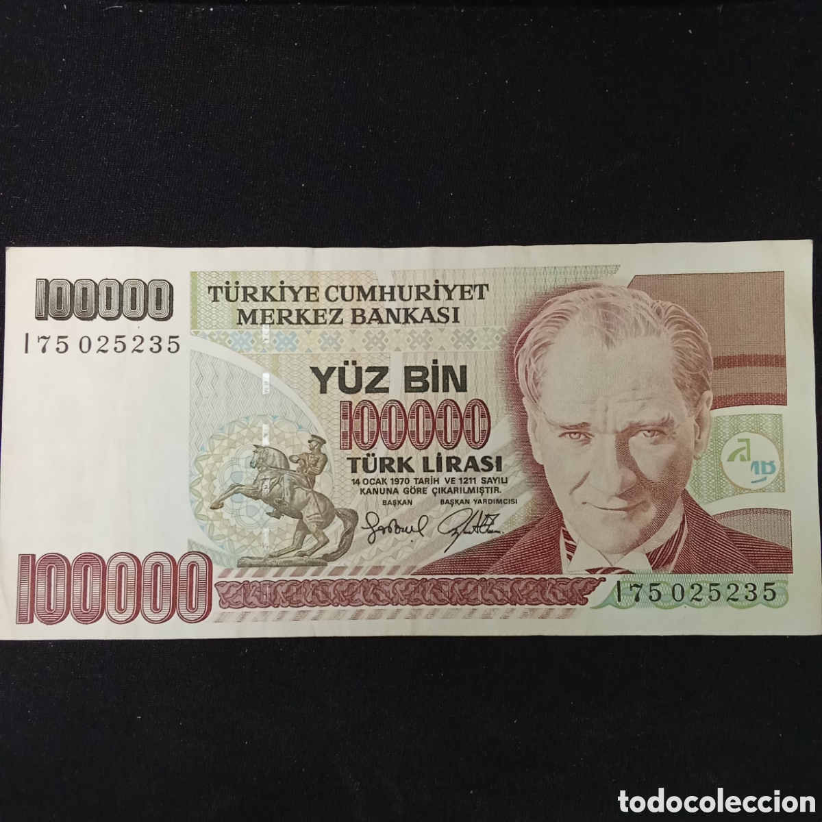 Billetes extranjeros: Turqu&iacute;a 100000 liras