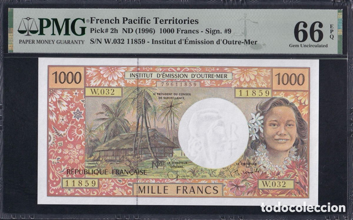 Billetes extranjeros: Billete French Territories 1000 Francos 1996 PMG 66 P2h