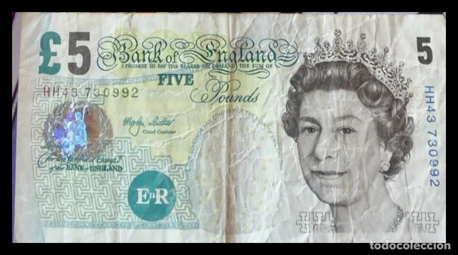 Billetes extranjeros: BILLETE 5 LIBRAS BANK OF ENGLAND &ndash; ELIZABETH FRY &ndash; LOWTHER &ndash; HH43 730992 &ndash; ORIGINAL