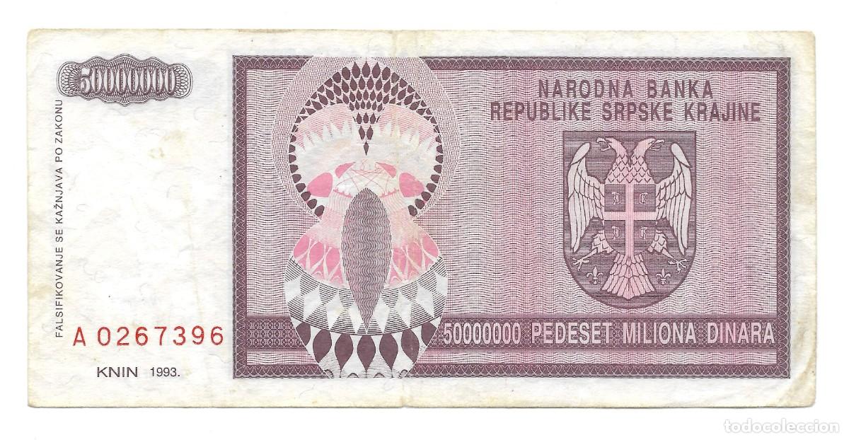 Billetes extranjeros: Billete de 50.000.000 DINARA SERBIA 1993 XF.