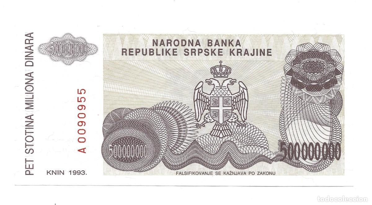 Billetes extranjeros: Billete de 500.000.000 Dinara SERVIA 1993 UNC.