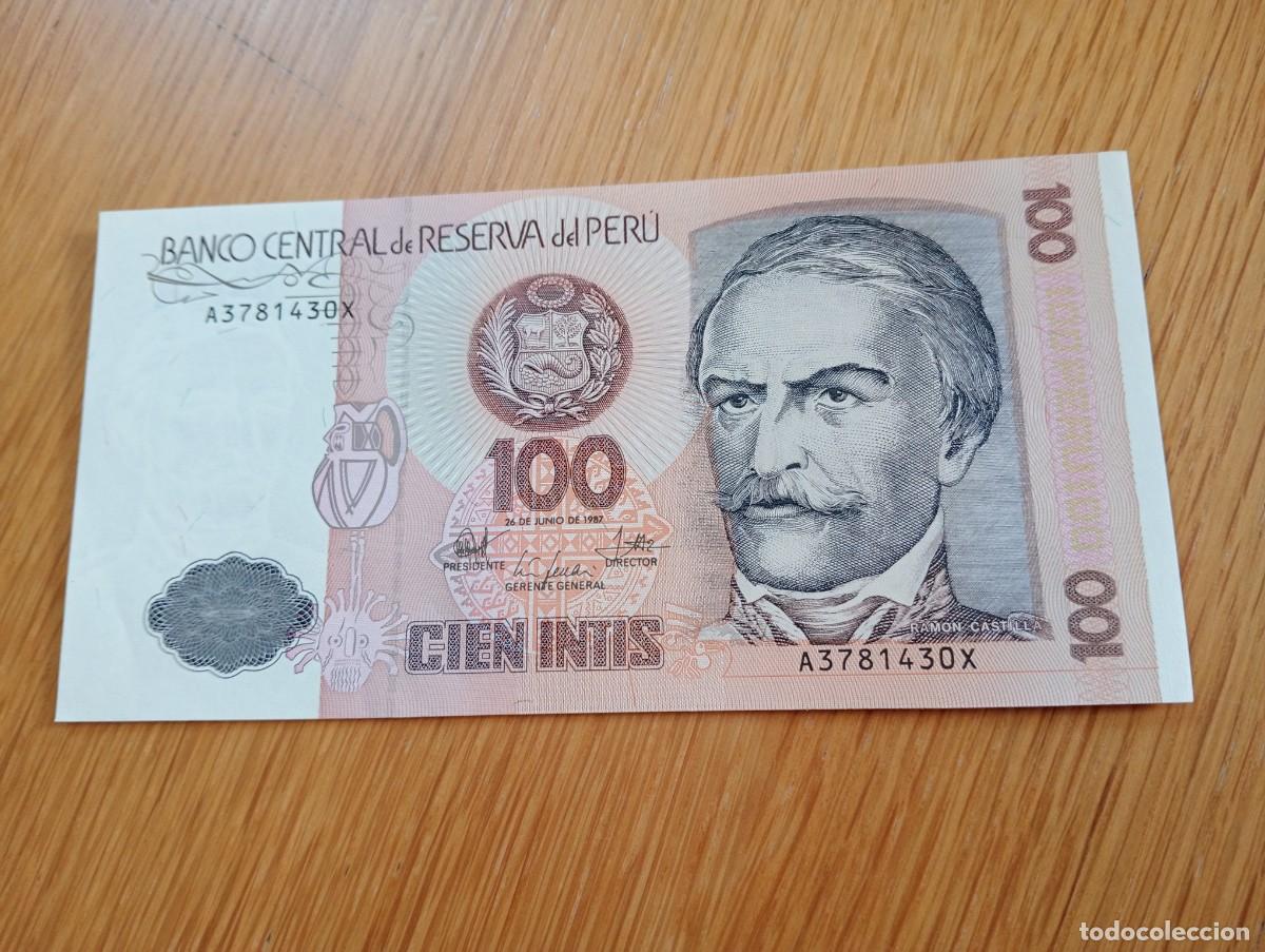 Notas Internacionais: BILLETE DE PER&Uacute;. 100 INTIS. N.&ordm; SERIE: A3781430X. A&Ntilde;O 1987. PICK 133a. SIN CIRCULAR.