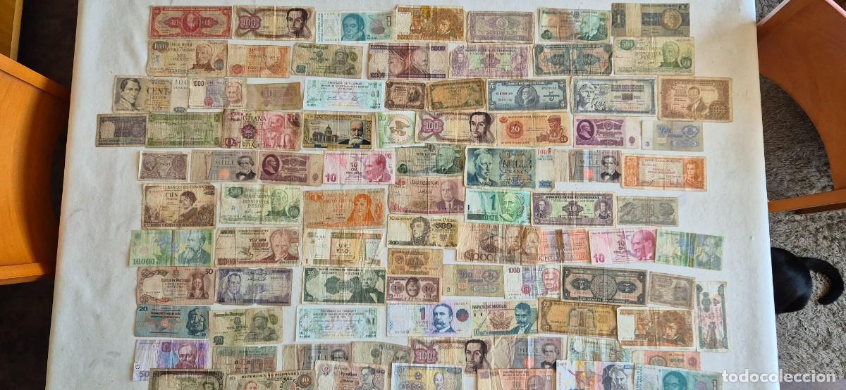 Banconote internazionali: LOTE DE 87 BILLETES EXTRANJEROS Y ESPA&Ntilde;OLES. (VER FOTOGRAF&Iacute;AS)