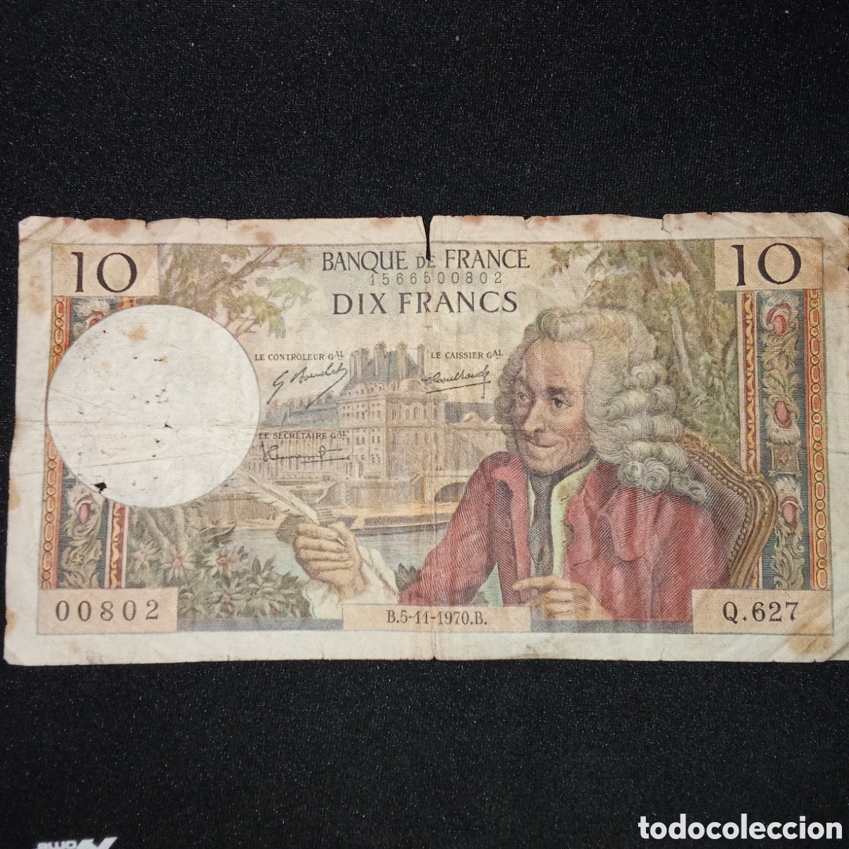 Billetes extranjeros: Francia 10 Francos a&ntilde;o 1970