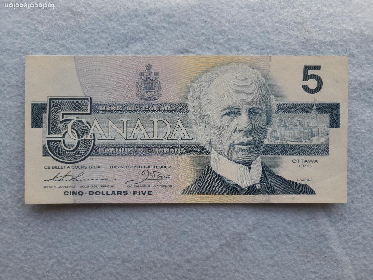 Notas Internacionais: Canad&aacute;. 5 D&oacute;lares. Otawa, A&ntilde;o 1986.