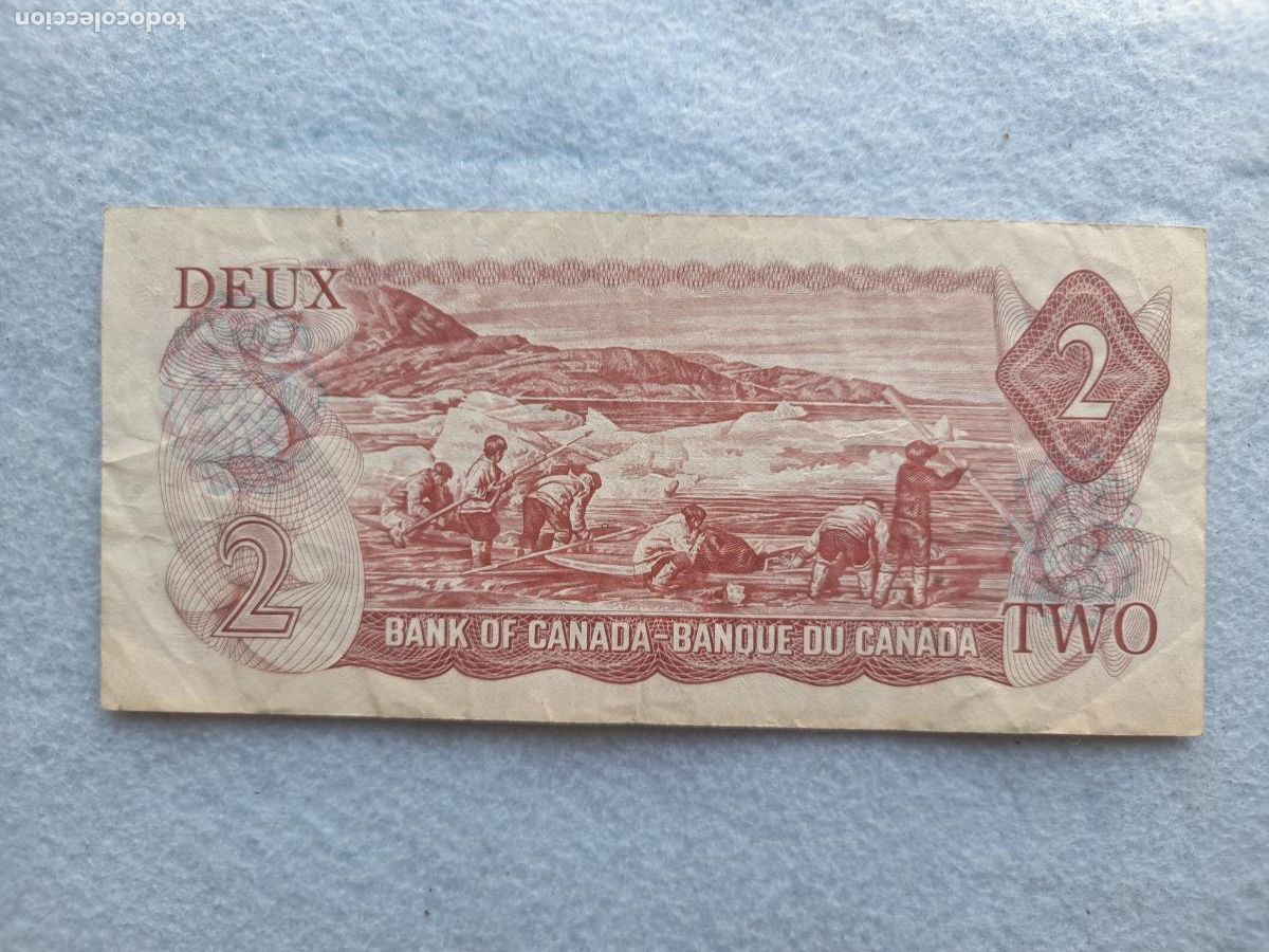 Banconote internazionali: Canad&aacute;. 2 D&oacute;lares. Otawa. A&ntilde;o 1974.