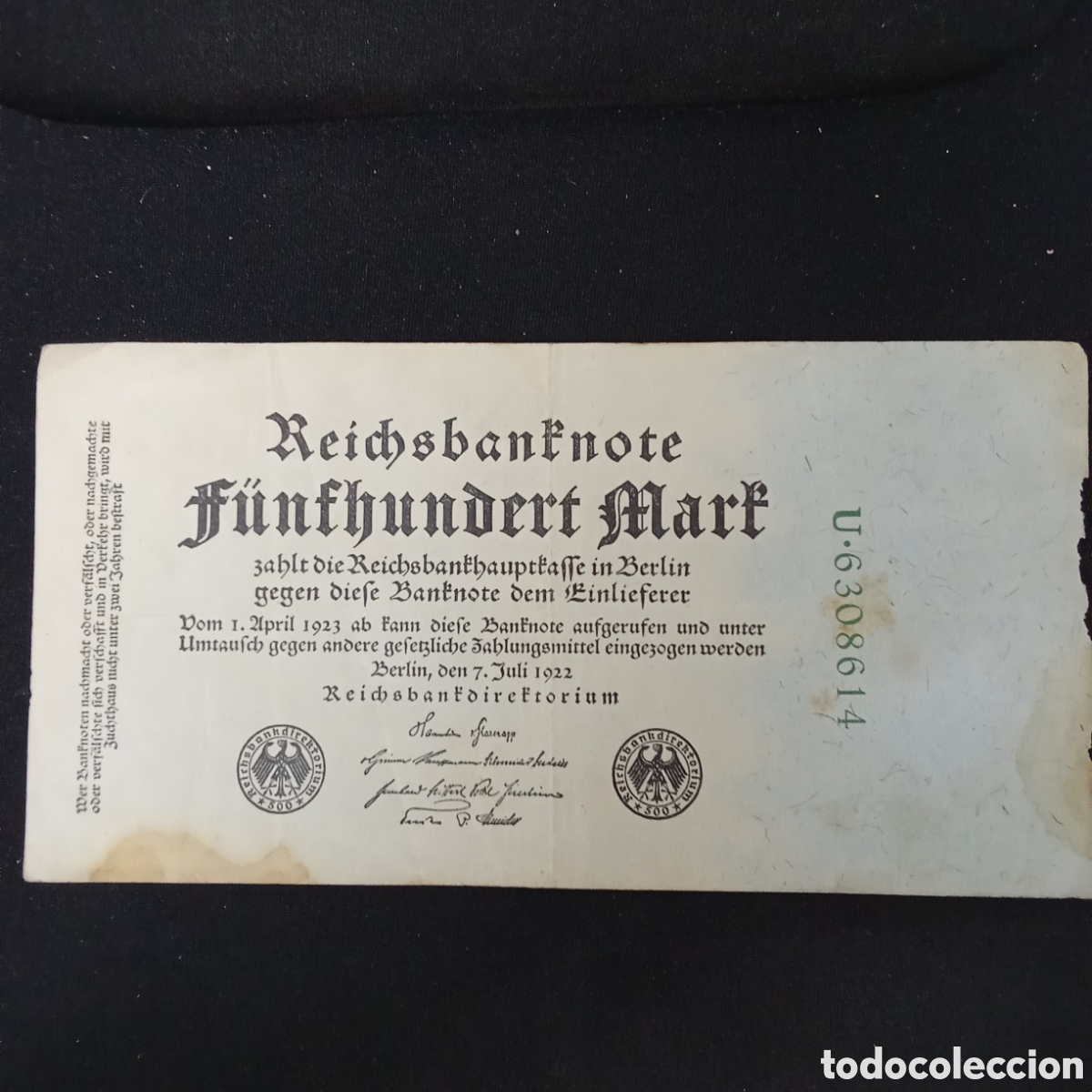 Billetes extranjeros: Alemania 500 marcos a&ntilde;o 1922