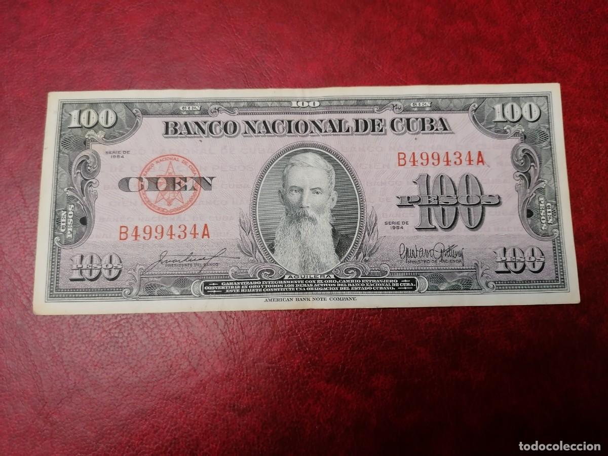 Billetes extranjeros: billete, Cuba, 100 pesos, 1954, MBC++