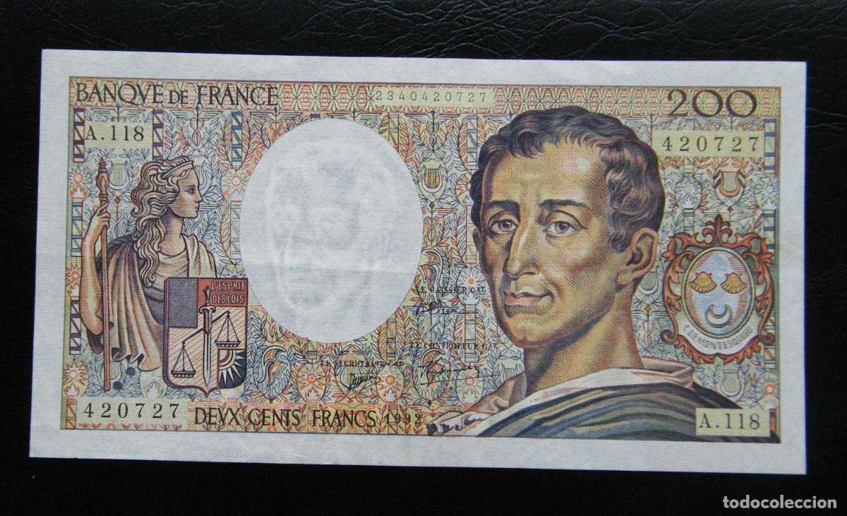 International Banknotes: FRANCIA BILLETE DE 200 FRANCOS 1992 &uml;MONTESQUIEU&uml; EXCELENTE