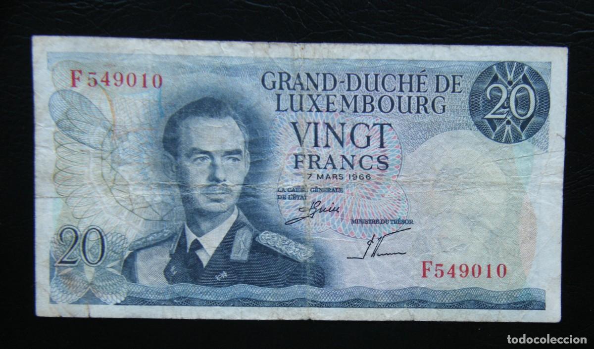 Notas Internacionais: LUXEMBURGO BILLETE DE 20 FRANCOS 1966 CIRCULADO