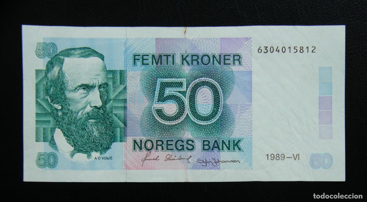 Billetes extranjeros: NORUEGA BILLETE DE 50 CORONAS 1989 MBC+