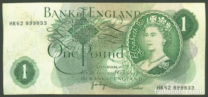 Billetes extranjeros: GRAN BRETA&Ntilde;A (Reino Unido). 1 pound (1970-1977). Firma Page. Pick 374g.