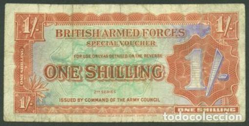 Billetes extranjeros: GRAN BRETA&Ntilde;A. FUERZAS ARMADAS. 1 shilling (1948). Pick M18a. Con hilo de seguridad, sin filigrana.