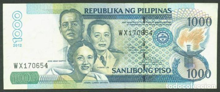 Billetes extranjeros: FILIPINAS. (PHILIPPINES). 1000 piso 2012. Pick 197d. Firma 19.
