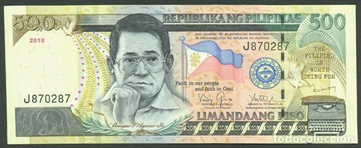 Billetes extranjeros: FILIPINAS. (PHILIPPINES). 500 piso 2010. Pick 196c. Firma 19.