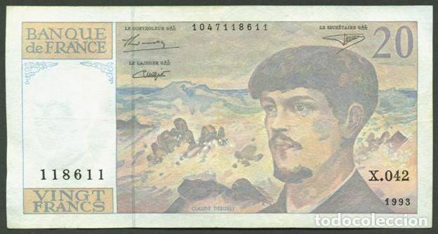 Billetes extranjeros: FRANCIA. 20 francs 1997. Claude Debussy. Pick 151i.