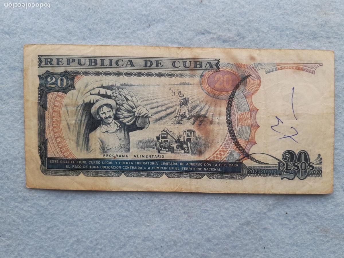 Billetes extranjeros: Cuba. 20 Pesos. A&ntilde;o 1991. - Foto 2