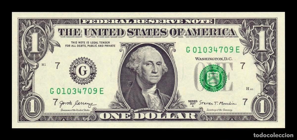 Billetes extranjeros: Estados Unidos 1 D&oacute;lar George Washington 2017A Pick 544b G - Chicago IL Sc Unc