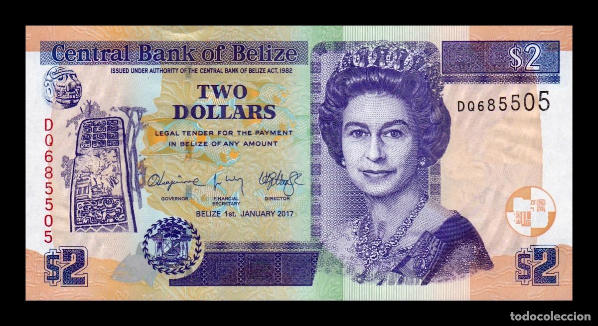 Billetes extranjeros: Belice 2 D&oacute;lares Elizabeth II 2017 Pick 66f Sc Unc