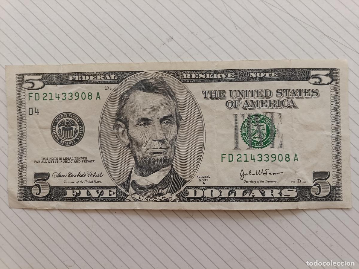 Billetes extranjeros: Estados Unidos. 5 dollars 2003