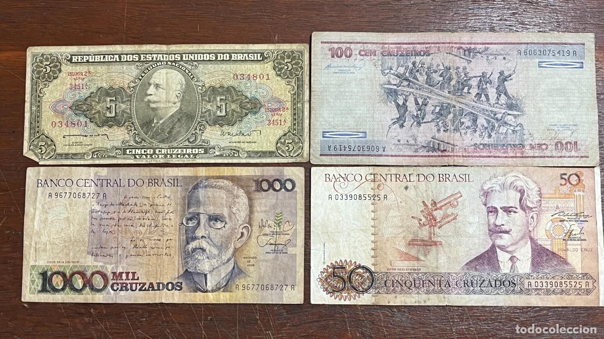 Billetes extranjeros: Lot 4 Brazil Original Old Banknotes / Billetes / Banconote - 034801