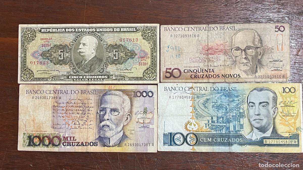 Billetes extranjeros: Lot 4 Brazil Original Old Banknotes / Billetes / Banconote - 017613