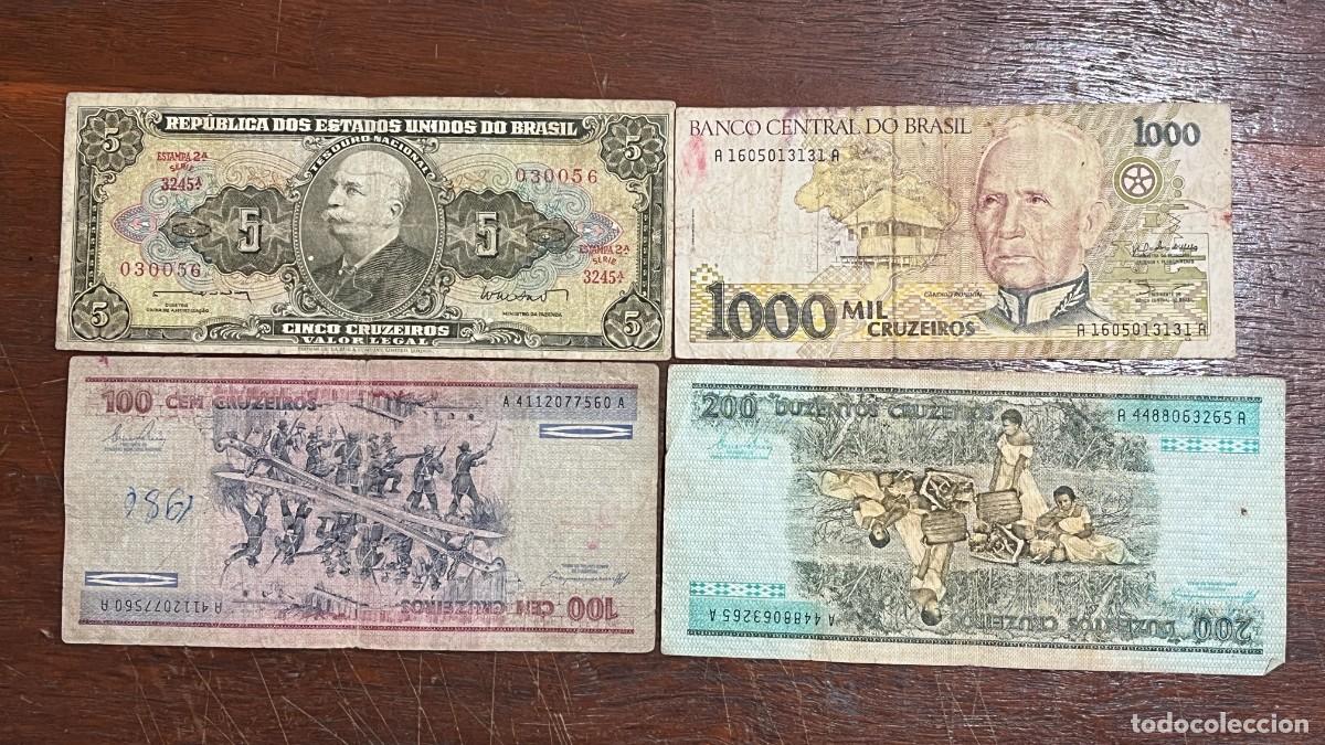 Billetes extranjeros: Lot 4 Brazil Original Old Banknotes / Billetes / Banconote - 030056