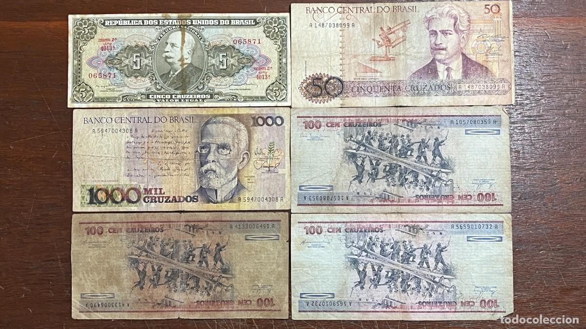 Billetes extranjeros: Lot 6 Brazil Original Old Banknotes / Billetes / Banconote - 065871
