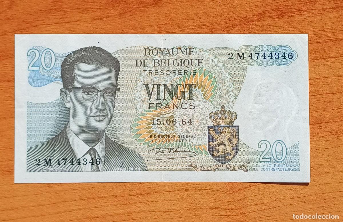 Billetes extranjeros: B&eacute;lgica billete 20 francos 1964