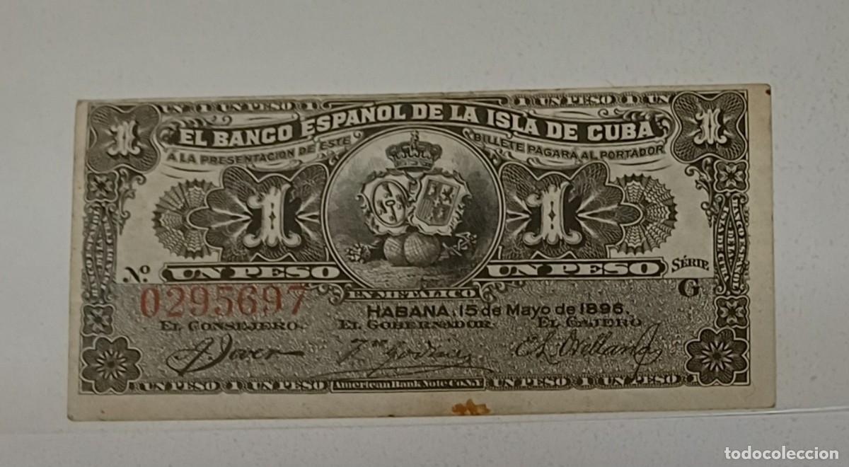 Billetes extranjeros: Cuba espa&ntilde;ola 1 peso 1896
